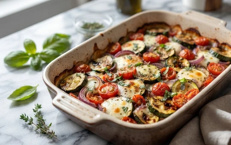 Balsamic Zucchini Tomato Bake